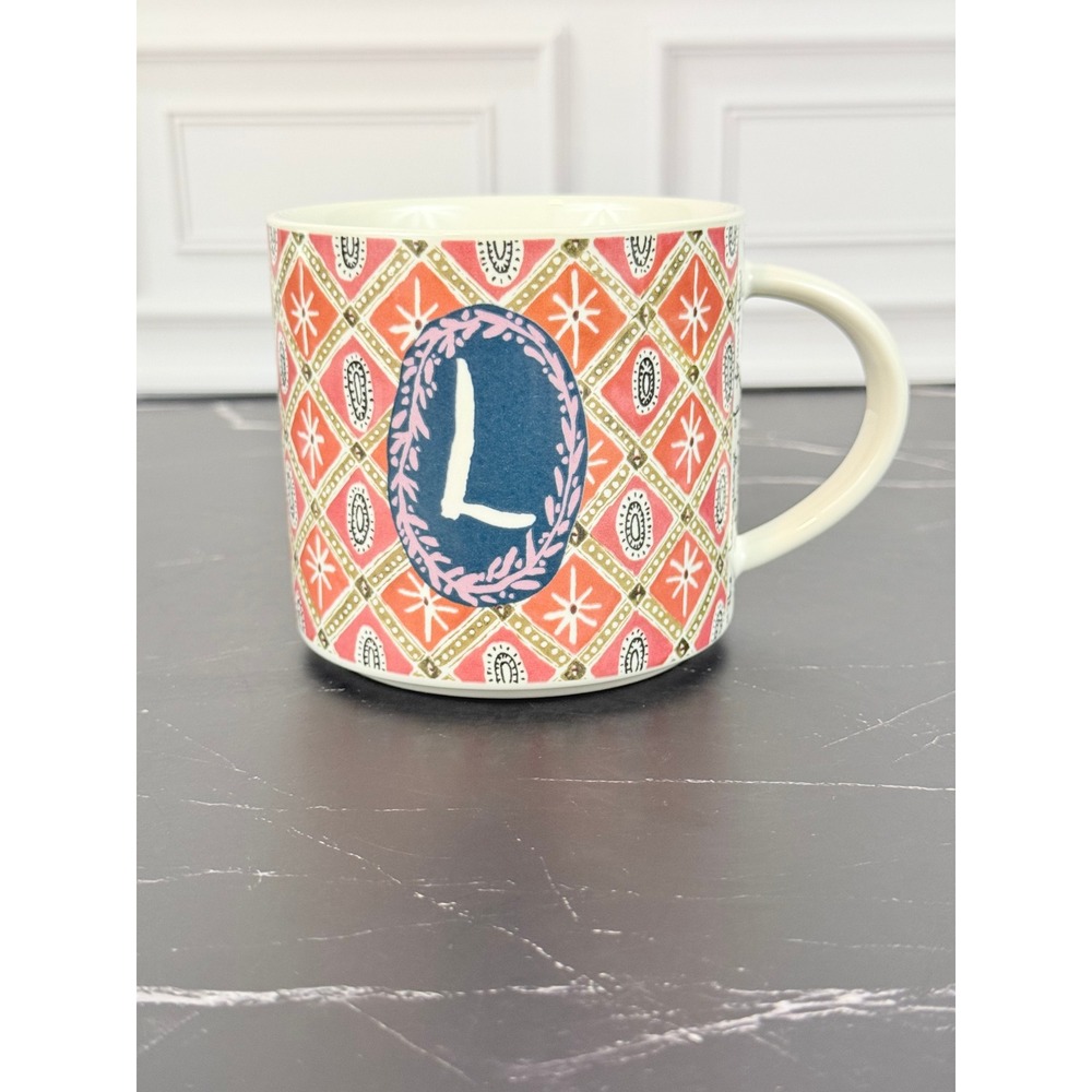 By Anthropologie Monogram Mug Letter "L" Henry David Thoreau Quote 3 3/4"